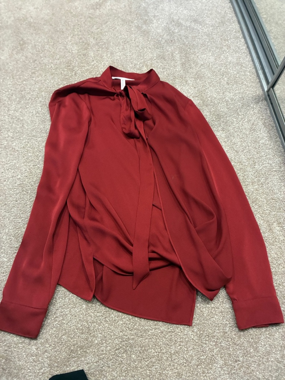 BCBGeneration Burgundy Tie-Neck Blouse